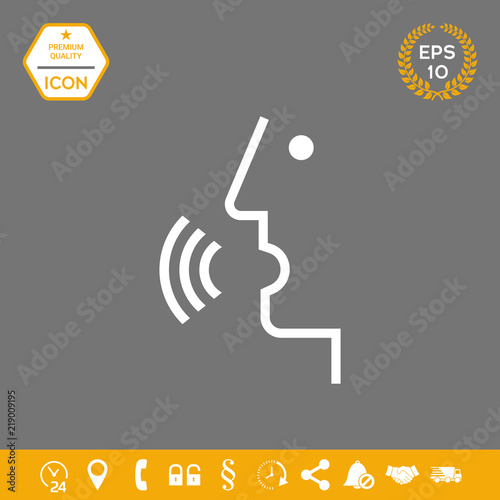 Voice control, person talking - icon