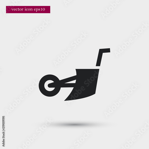 Plowing machine icon. Simple gardening element illustration. Vector symbol design from agriculture collection. Can be used in web and mobile.