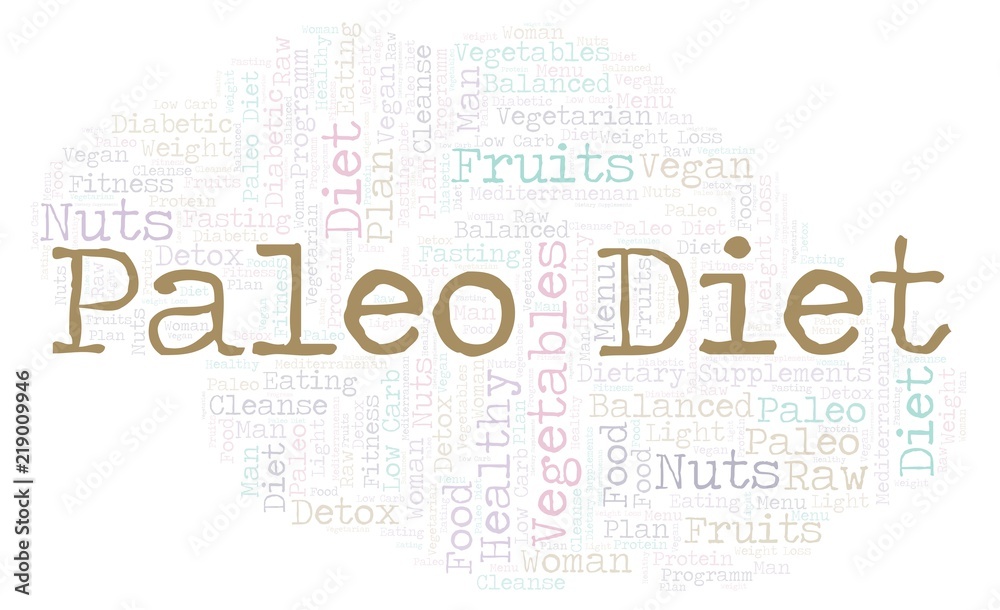 Fototapeta premium Word cloud with text Paleo Diet on a white background.