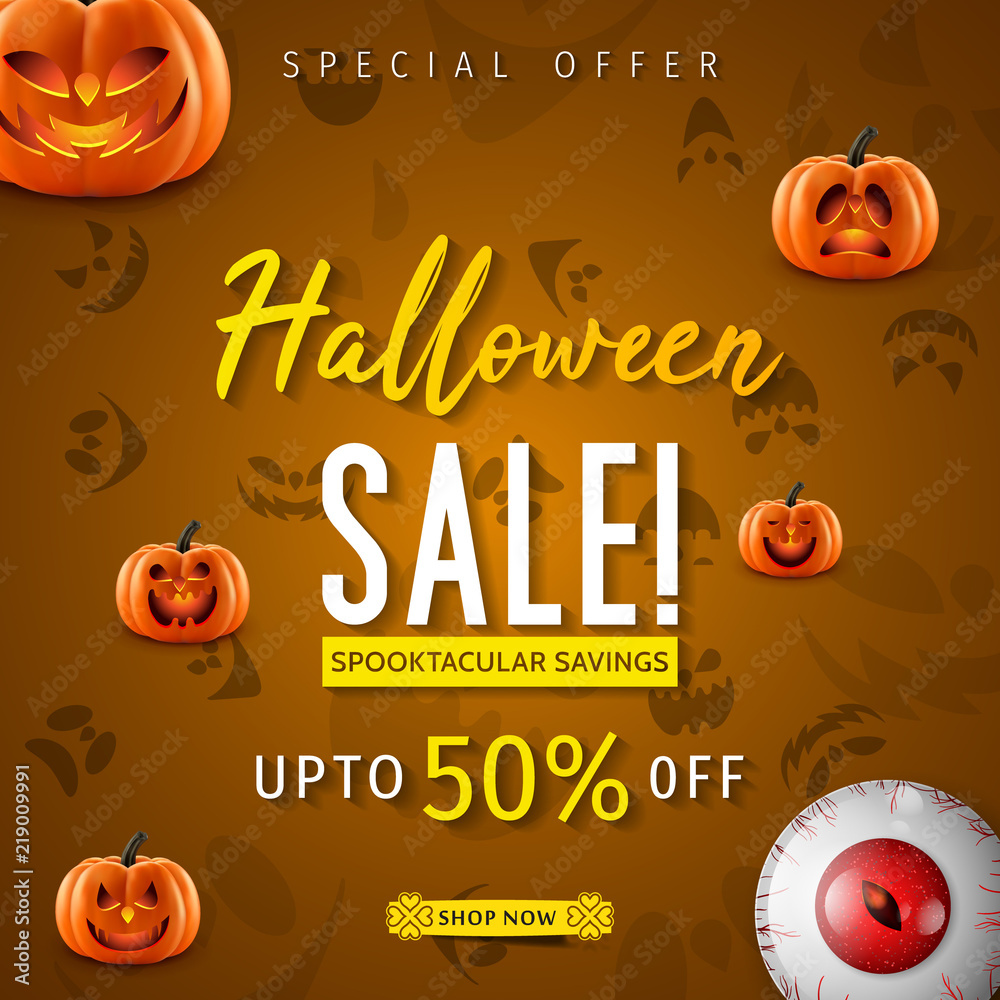 Hallowen Sale vector illustration with pumpkin head. Halloween special offer. Hallowen Sale vector illustration with pumpkin head. Halloween special offer.