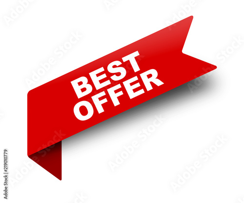 red vector banner ribbon best offer