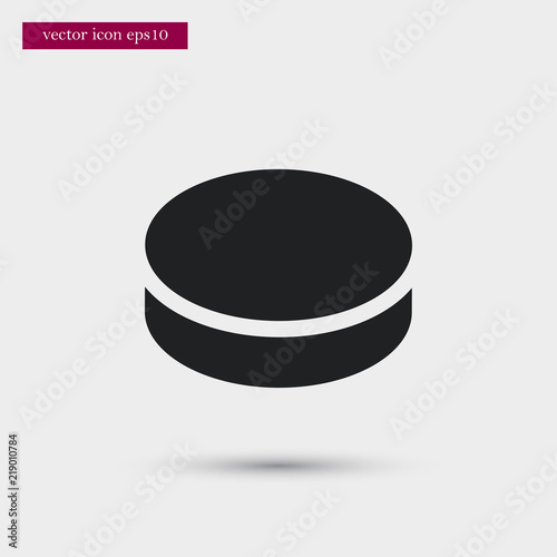 Hockey puck icon. Simple game element illustration. Athletic symbol design from sport collection. Can be used in web and mobile.