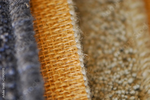 Close up carpet pile and backing