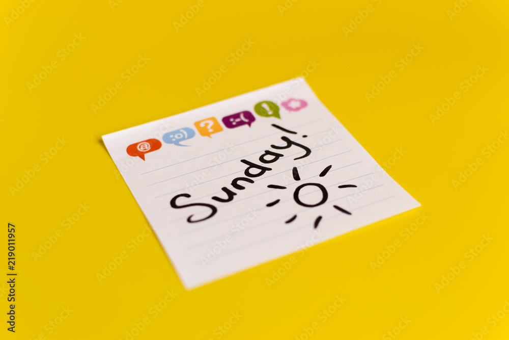 inscription in black marker Sunday inscription in black marker Sunday