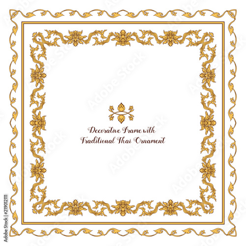 Set of frames with  decorative elements of traditional Thai orna
