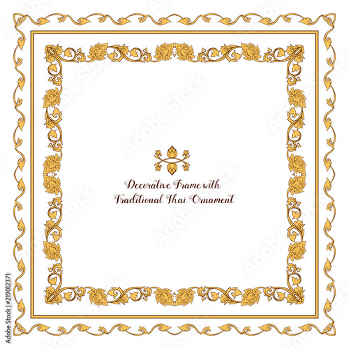 Set of frames with  decorative elements of traditional Thai orna