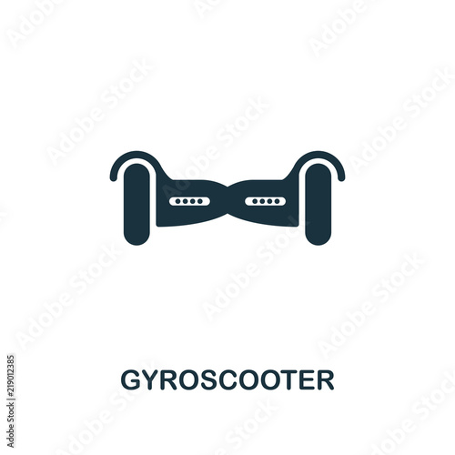 Gyroscooter icon. Monochrome style icon design from smart devices icon collection. UI. Illustration of gyroscooter icon. Pictogram isolated on white. Ready to use in web design, apps, software, print.
