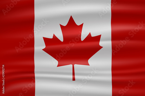 Realistic waving Canada Flag. Vector background.