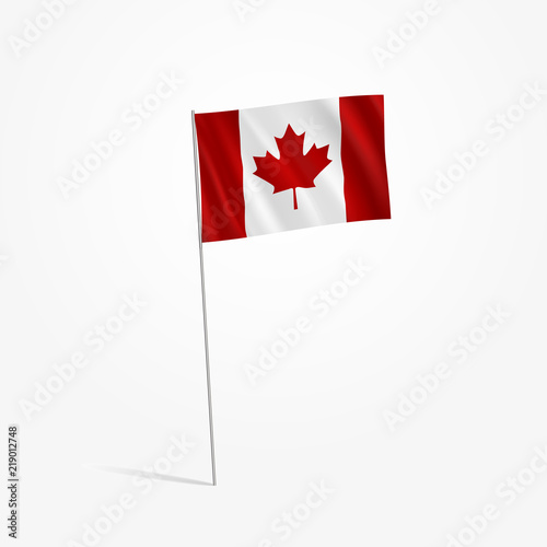 Vector Illustration of a waving Canadian flag on a flag pole.