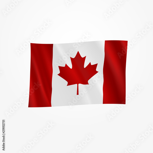 Realistic waving Canada Flag. Vector background.