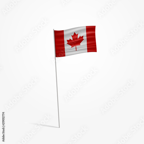 Vector Illustration of a waving Canadian flag on a flag pole.