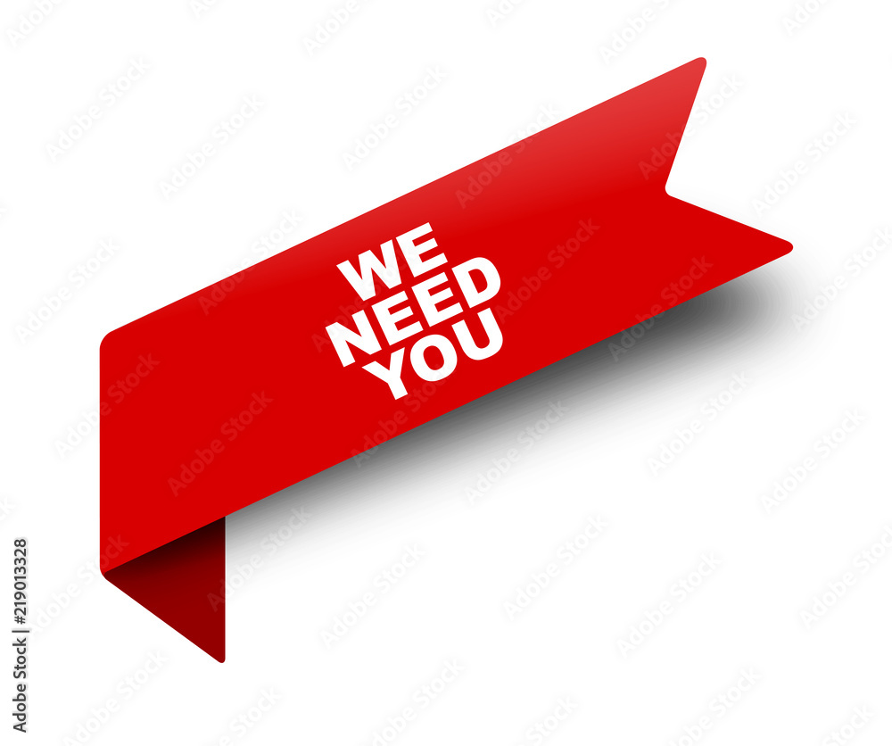 red vector banner ribbon we need you red vector banner ribbon we need you
