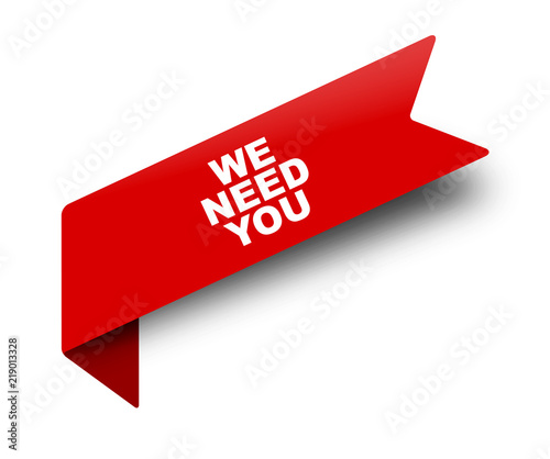 red vector banner ribbon we need you