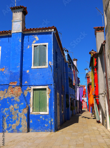 The houses painted in brilliant pastel shades at Burano Italy © steve