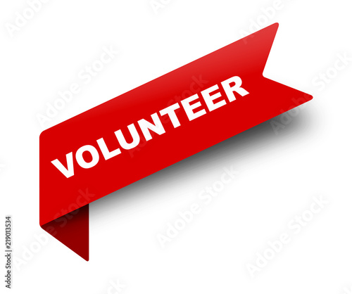 red vector banner ribbon volunteer
