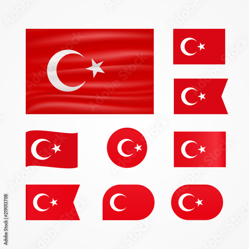 vector set Turkish flag on a white background