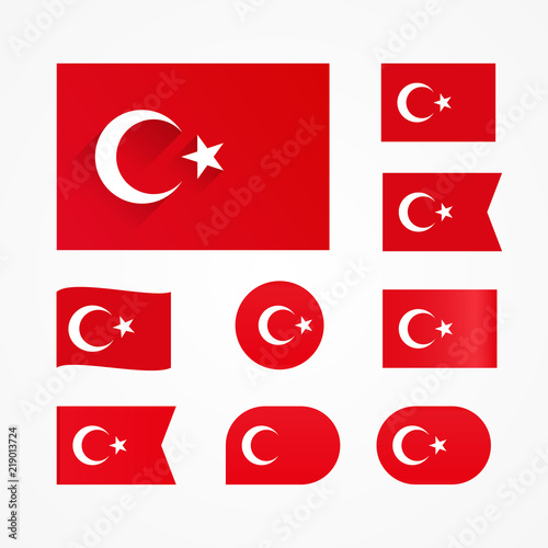 vector set Turkish flag on a white background
