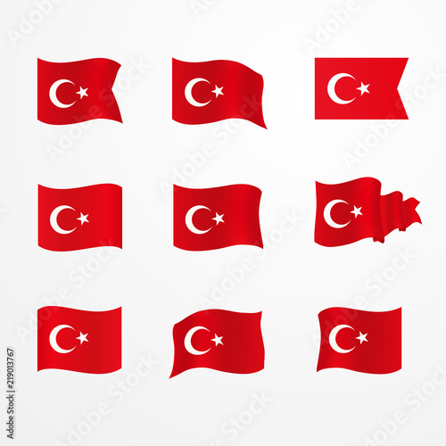 vector set Turkish flag on a white background