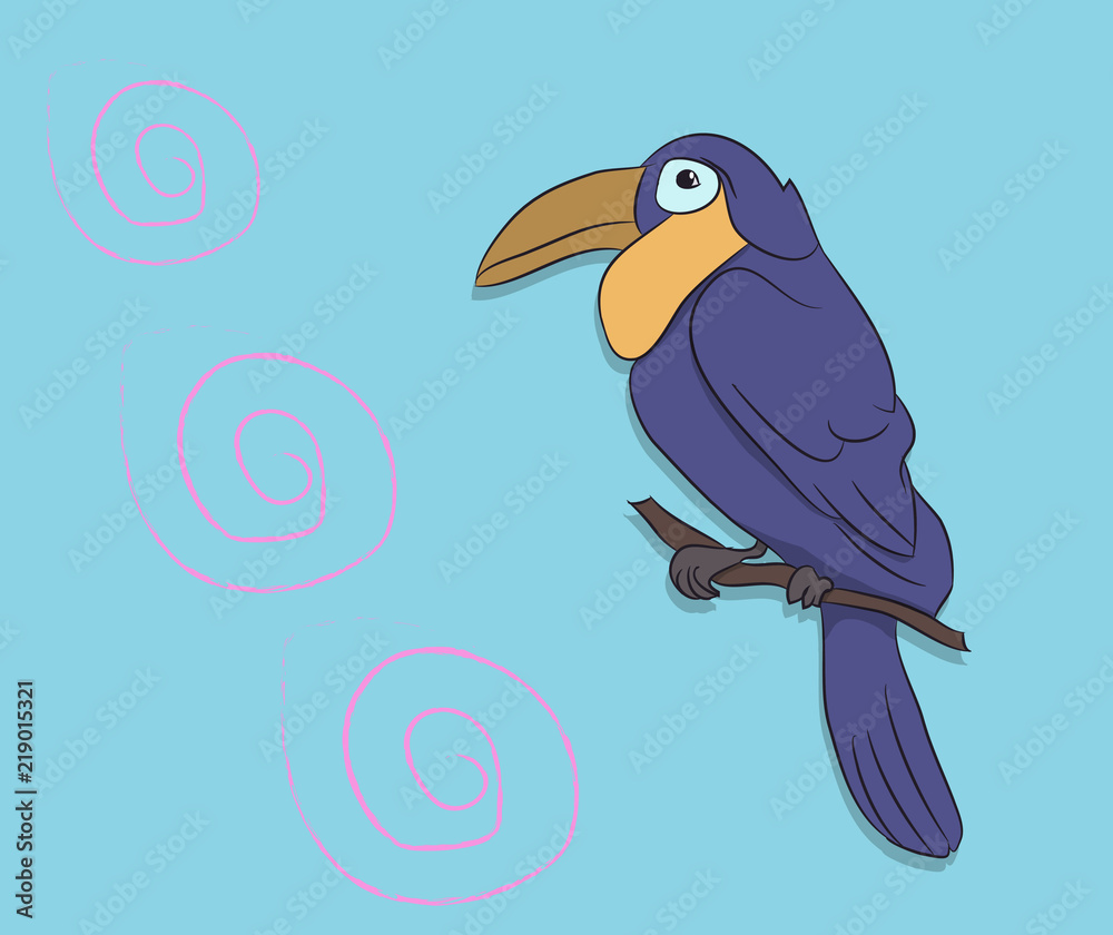 Obraz premium bird sitting on a branch, vector
