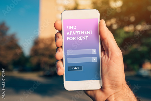 Apartment renting app on smartphone mock up screen