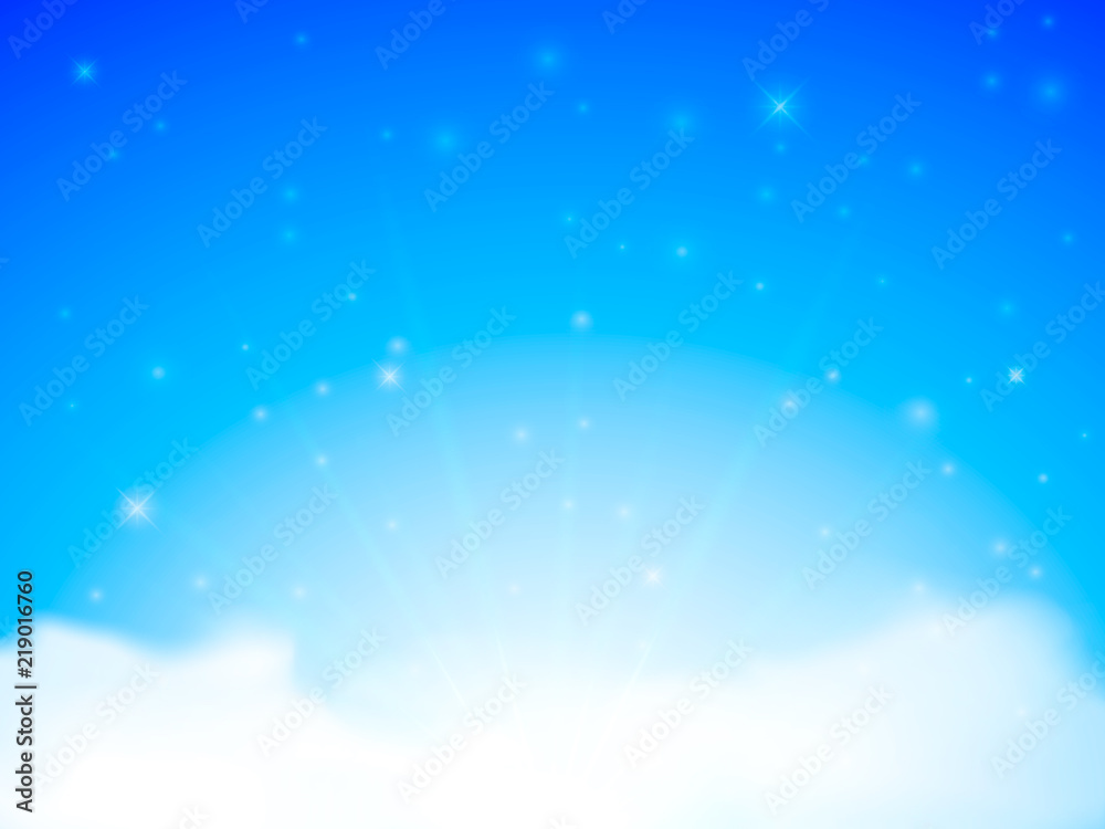 Clean blue sky with clouds. Vector Illustration