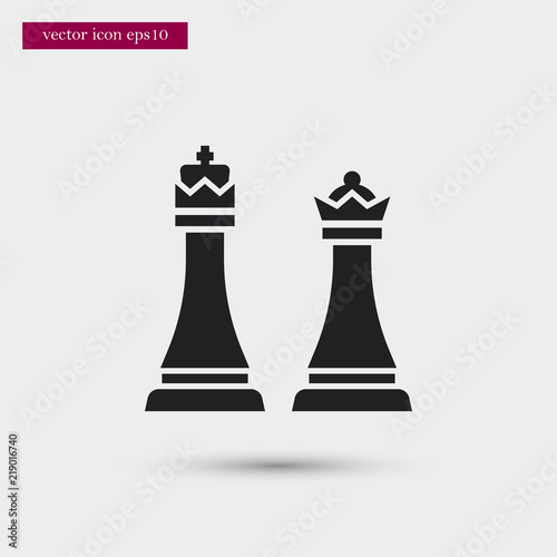 Chess king and queen icon. Simple game element illustration. Game symbol design from sport collection. Can be used in web and mobile.