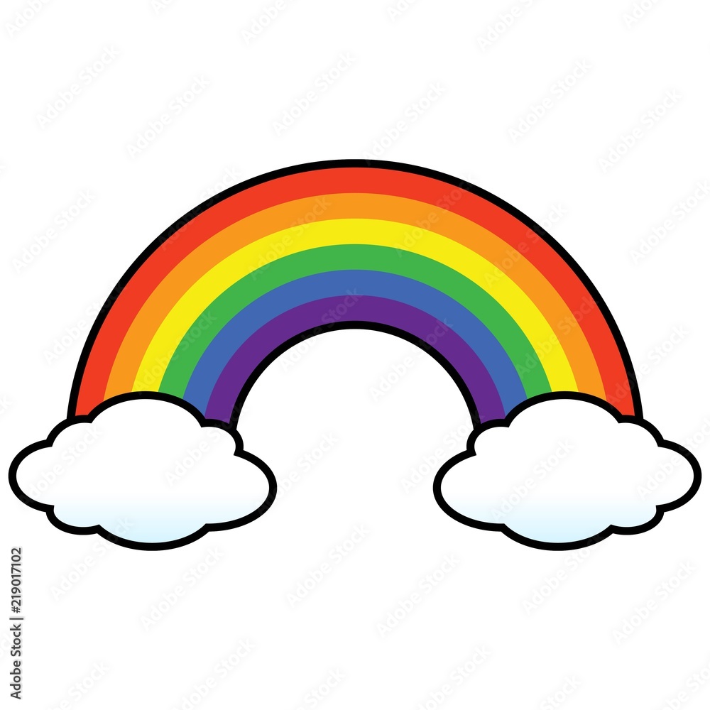 Rainbow with Clouds - A vector cartoon illustration of a colorful rainbow with clouds. Rainbow with Clouds - A vector cartoon illustration of a colorful rainbow with clouds.