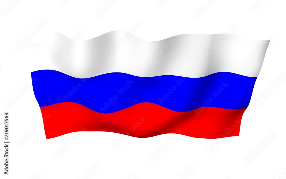 Fototapeta premium Waving flag of the Russian Federation. The National. State symbol of the Russia. 3D illustration