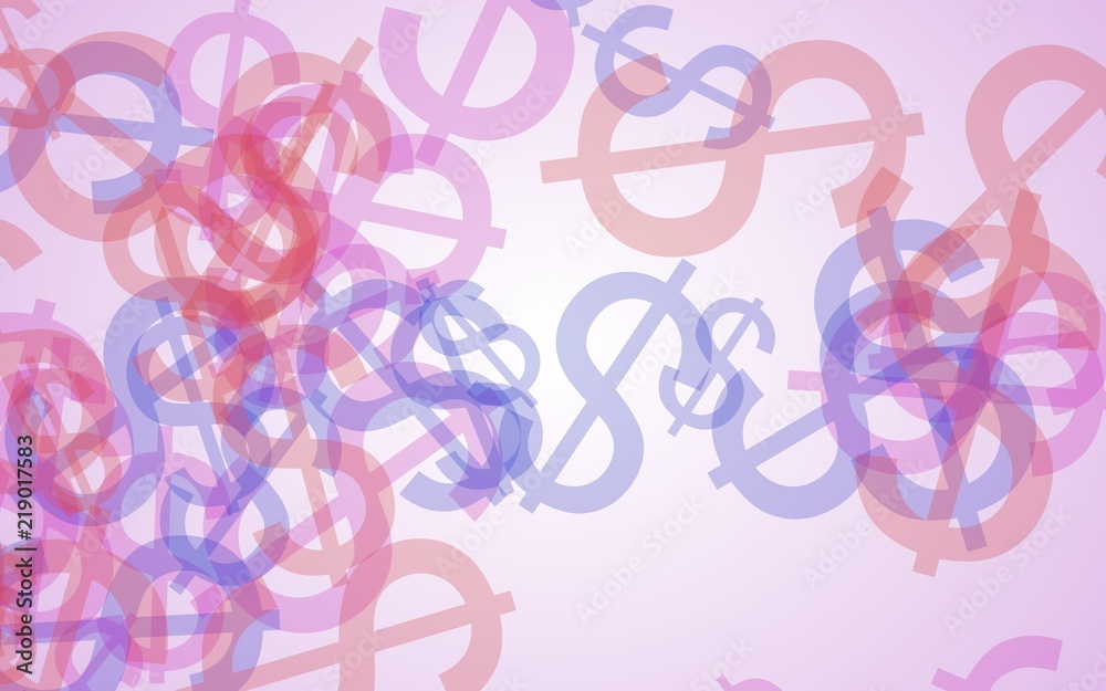 Multicolored translucent dollar signs on white background. Red tones. 3D illustration Multicolored translucent dollar signs on white background. Red tones. 3D illustration