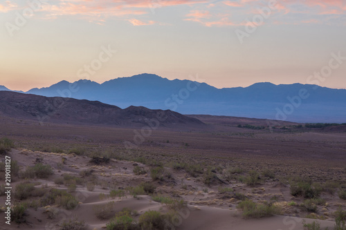 Silhouettes of foggy mountains, Abstract landscape, Haze in the hills, Kazakhstan