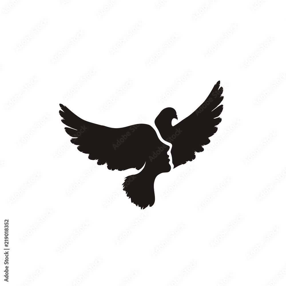 Obraz premium Силуэт девушки и крылья