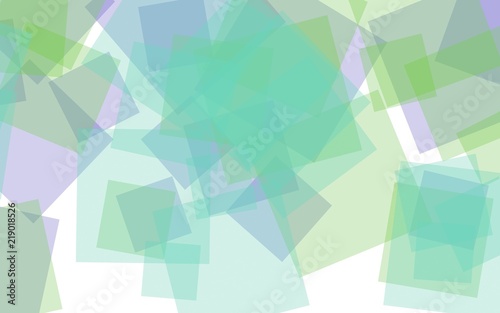 Fototapeta Naklejka Na Ścianę i Meble -  Multicolored translucent squares on white background. Green tones. 3D illustration