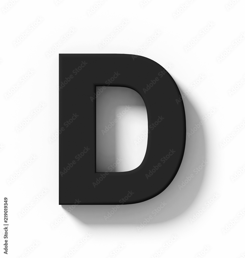 letter D 3D white isolated on white with shadow - orthogonal projection letter D 3D white isolated on white with shadow - orthogonal projection