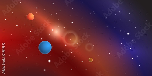 Colorful space vector with planets, stars and nebulae.