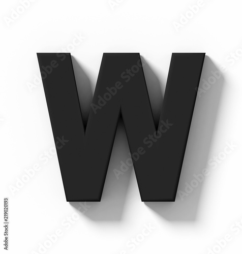 letter W 3D white isolated on white with shadow - orthogonal projection