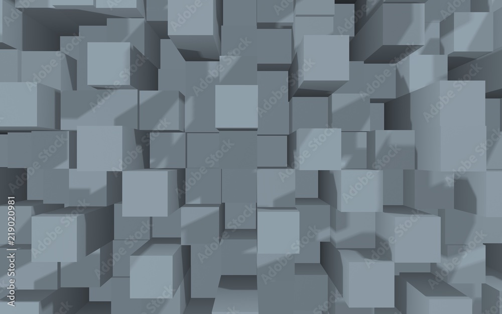 Abstract gray elegant cube geometric background. Chaotically advanced rectangular bars. 3D Rendering, 3D illustration Abstract gray elegant cube geometric background. Chaotically advanced rectangular bars. 3D Rendering, 3D illustration