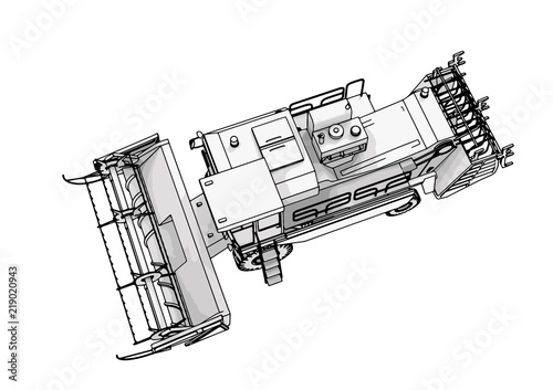 sketch combine harvester vector