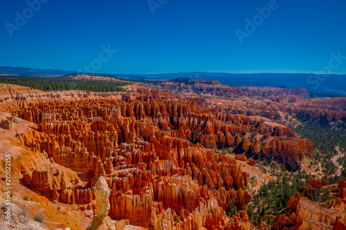 Bryce Amphitheater in a beautiful sunny day and blue sky in Bryce Canyon National Park, Utah