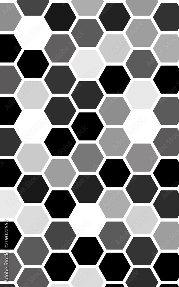 White honeycomb with a gradient color. Isometric geometry. 3D illustration White honeycomb with a gradient color. Isometric geometry. 3D illustration