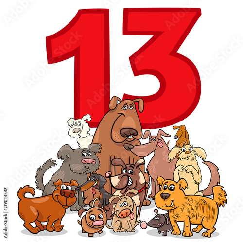 number thirteen and cartoon dogs group