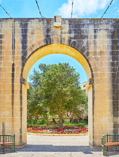 The Lower Barrakka Gardens through the arch, Valletta, Malta photo