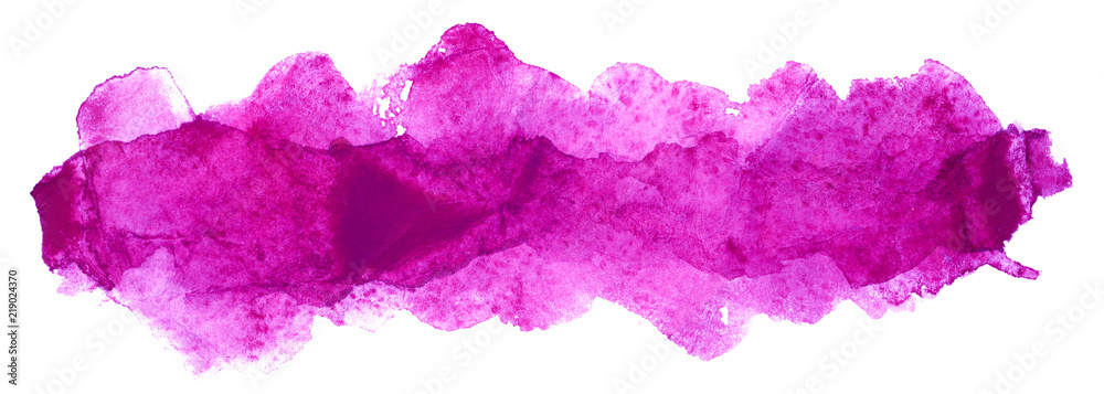 purple sharp spot of paint, bright color watercolor band, multilayered