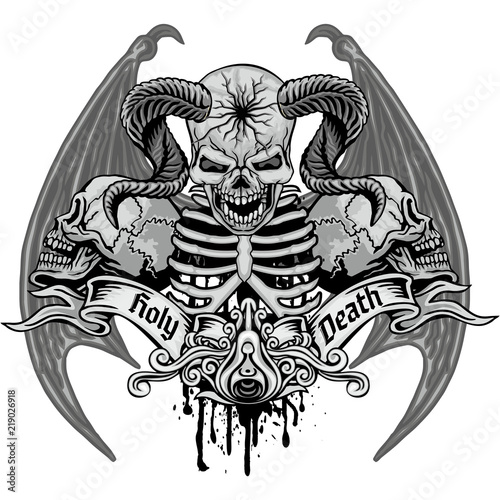 Gothic sign with skulls, grunge vintage design t shirts
