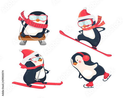 active penguins in winter
