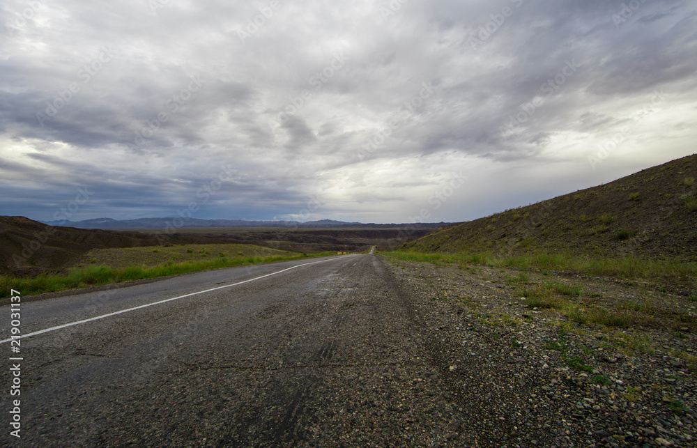 Fototapeta premium foggy mystical asphalt road