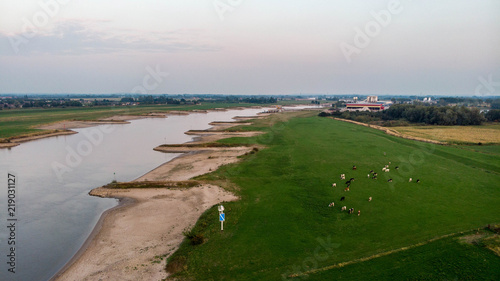 Aerial shot over Huissen, GLD - NL close to Arnhem