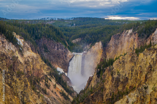 Upper Yellowstone Falls in Yellowstone National Park  Wyoming  United States