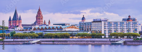 cityscape of Mainz in the evening light, banner