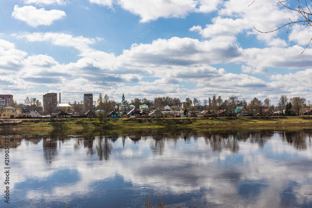 Naklejka premium view of the Zapadnaya Dvina river in Polotsk, Belarus