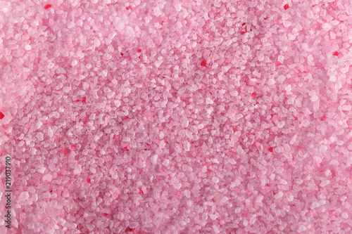 Pink crystals of salt for a bath. Pink stones. Salt crystals texture pattern as background.